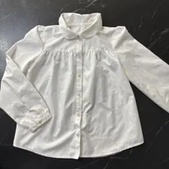 ホワイト襟付き長袖シャツ 140