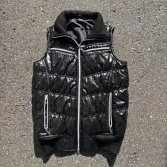 テカテカダウンベスト 光沢　黒　ブラック　drip uk us swag y2k