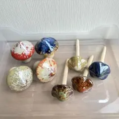 庭園飾り物　陶磁器キノコ　カラフル　8個セット