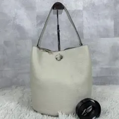 美品 フルラ レザー 2WAY ショルダーバッグ ターンロック ホワイト 白