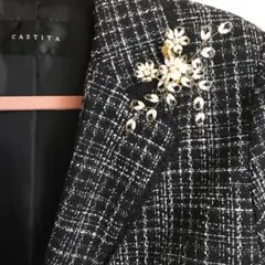 パール調ビーズワイヤーブローチ