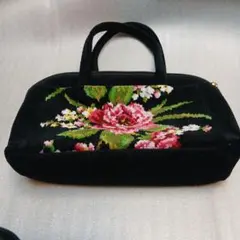 FEILER 花柄刺繍 トートバッグ 黒