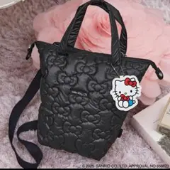 【新品未開封】サンリオ◆ハローキティ◆リボンな3wayキルティングBAG◆黒