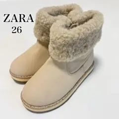 新品✨ZARA ザラ　キッズ　ベージュ ムートンブーツ　スエードブーツ 17cm