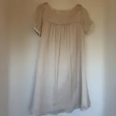 ナチュラルビューティーベーシック ワンピース M ベージュ シフォン 半袖