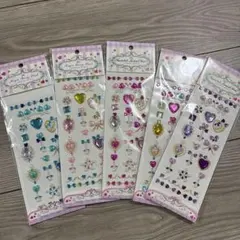 ぷっくり立体シール キラキラ 箔押し ストーン ストーンシール 5枚