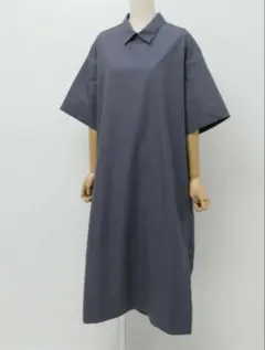 グレー 半袖 ワンピース シャツカラーのサムネイル