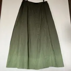 Comme lair コムレア　麻混オリーブグリーン ロングフレアスカート