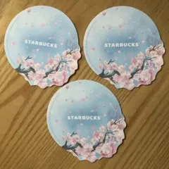 STARBUCKS 桜デザイン コースター 3枚セット（イエロー ブルー）