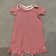 赤と白のボーダーロンパース 12m