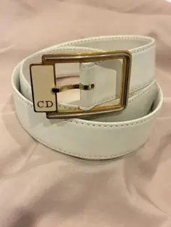 Dior レザーベルト ゴールド金具 アイボリー サイズ65