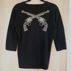 ロアー　クロスガン7分丈Tシャツ　スワロフスキーゴールド&ゴールドスタッズ1美品のサムネイル