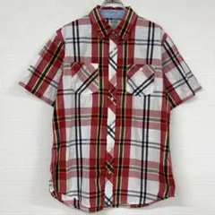 387 HILFIGER DENIM チェック柄 ボタンダウン半袖シャツ Lのサムネイル