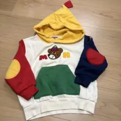ミキハウス レトロ パーカー トレーナー バイカラー こびと100