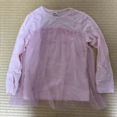 Bobson チュール付き長袖カットソー 130 ピンク