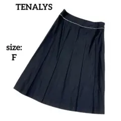 ティナリス ひざ丈スカート ウール フレアスカート 黒 プリーツ 上品 シンプル
