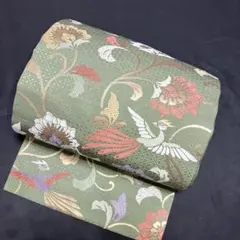 九寸名古屋帯　セミフォーマル　未使用品　鳥　唐草花　ル-4