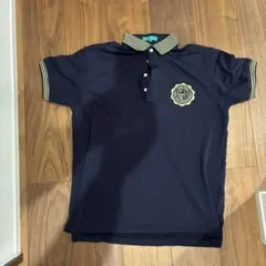 ひ*ろ様 ネイビー ポロシャツ ストライプ襟