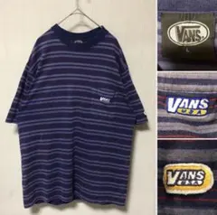 90s〜00s VANS 旧ロゴ ボーダー Tシャツ L オールドスケートのサムネイル