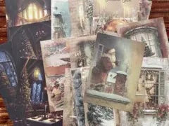 ジャンクジャーナル素材　コラージュ素材　クリスマス柄　大判ペーパー24枚　【D】