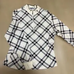 Munsingwear チェック柄ハーフジップシャツ M