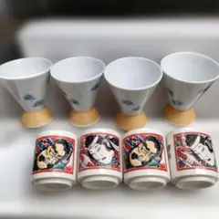 40）おちょこ 青い花模様 陶器製茶器8個セット