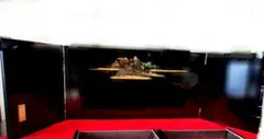 黒漆三枚屏風 1993年購入 盛上山水 本金盛上　箱入り　ヴィンテージ 黒漆三枚屏風 1993年購入 盛上山水 本金盛上 箱入り【屏風単品