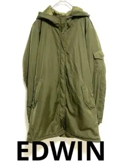 【EDWIN】オリーブ色 フード付き ミリタリージャケット　L