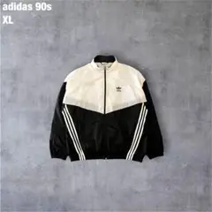 adidas 芸能人着用 XL ナイロン切替 トラックジャケット 黒白希少モデル