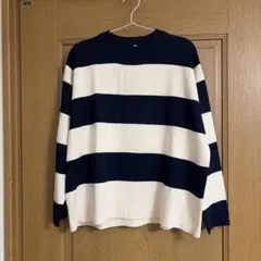 クールネックセーター　ボーダー