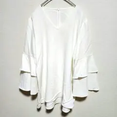 エムプルミエ フレアスリーブ ブラウスサイズ36(S相当) 日本製 リメイク