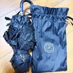 しまむら 青木美沙子 しまみさ コラボ 晴雨兼用 折り畳み傘 フリル 黒のサムネイル