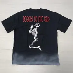 スカルプリント Tシャツ グランジ ストリート ビッグシルエット 黒