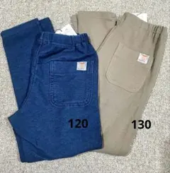 新品 マーキーズ 無地パンツ セット 120～130 デニム カーキ
