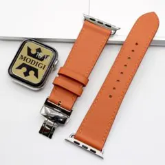 MODIGI Apple Watch 4 5 6 本革バンド 40 41オレンジ