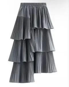 アシンメトリー フリルスカート グレー