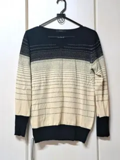 iMAGE 長袖 ニット ドット柄 ブラック×ベージュ