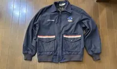 ネイビー ストライプジャケット フロントポケット付き