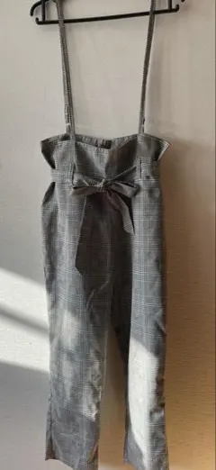 グレー系ギンガムチェック Mサイズ ハイウエストパンツ