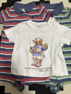 Polo Bear Tシャツ＆Poloストライプロンパースセット(サイズ6M)