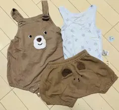 くまさん サロペット かぼちゃパンツ　肌着 3点セットのサムネイル