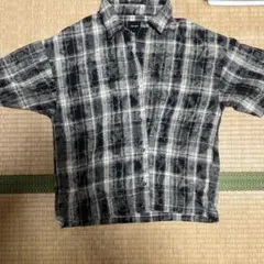 ROCHEM ブラック系チェック 半袖ネルシャツ XS
