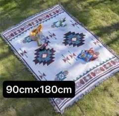 マルチラグ　オルテガ柄　90×180 インテリア　フリンジ　ピクニック　敷物