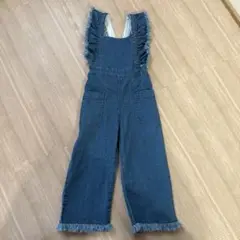 pairmanon フリル付きブルーオーバーオール 90