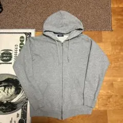 グレー無地　ジップパーカー