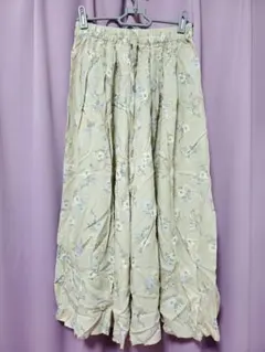 Samansa Mos2 blue 花柄ガウチョパンツ