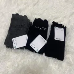 猫耳デザイン キッズ靴下 17-20cm 15-18cm 3足セット
