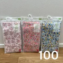 100 ユニクロ レギンス10分丈3点セット レギュラーフィット 花柄