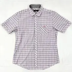 極美品 バーバリーブラックレーベル 半袖チェックシャツ ホースロゴ ピンク M