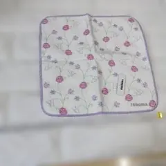 renoma 花柄刺繍 タオルハンカチ 約25cm